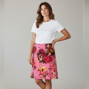 Talbots A line skirt fully lined size 12 excellent condition.  Pinks reds greens